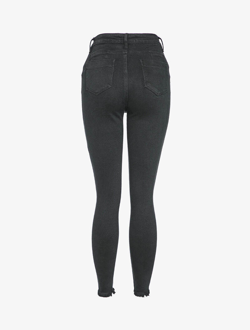 Jean skinny à bords effilochés - Noir - 2