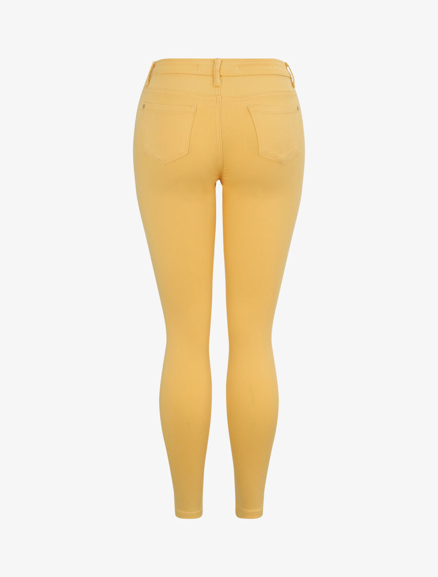 Jean skinny uni à taille haute - Jaune - 2