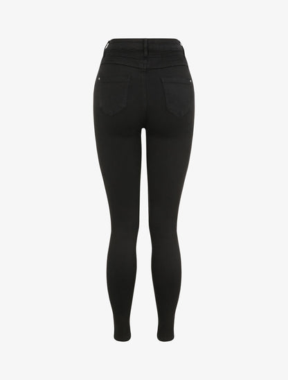 Jean biker skinny à taille haute - Noir - 2