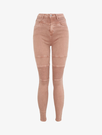 Jean biker skinny à taille haute - Vieux rose - 1