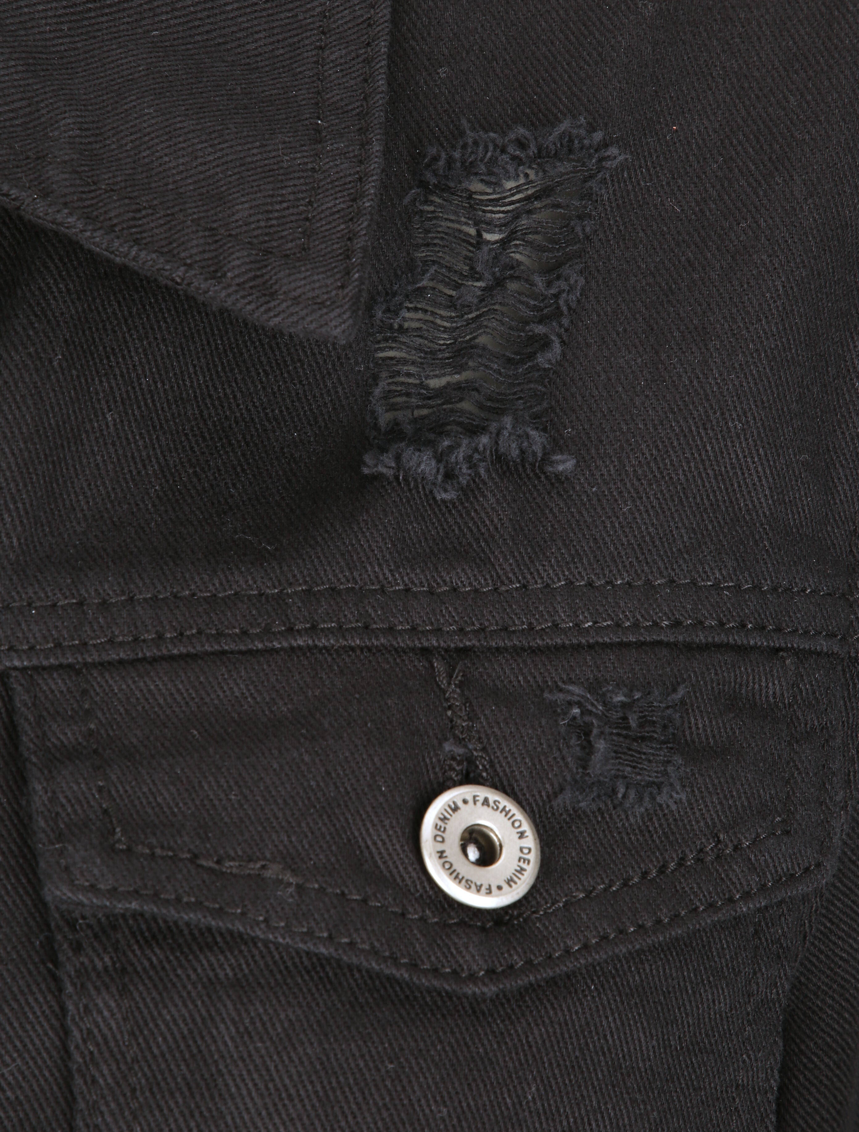 Veste oversize en jean unie déchiré - Noir - 3