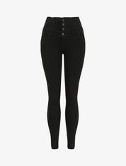 Jean skinny taille haute élastiquée - Noir - 4