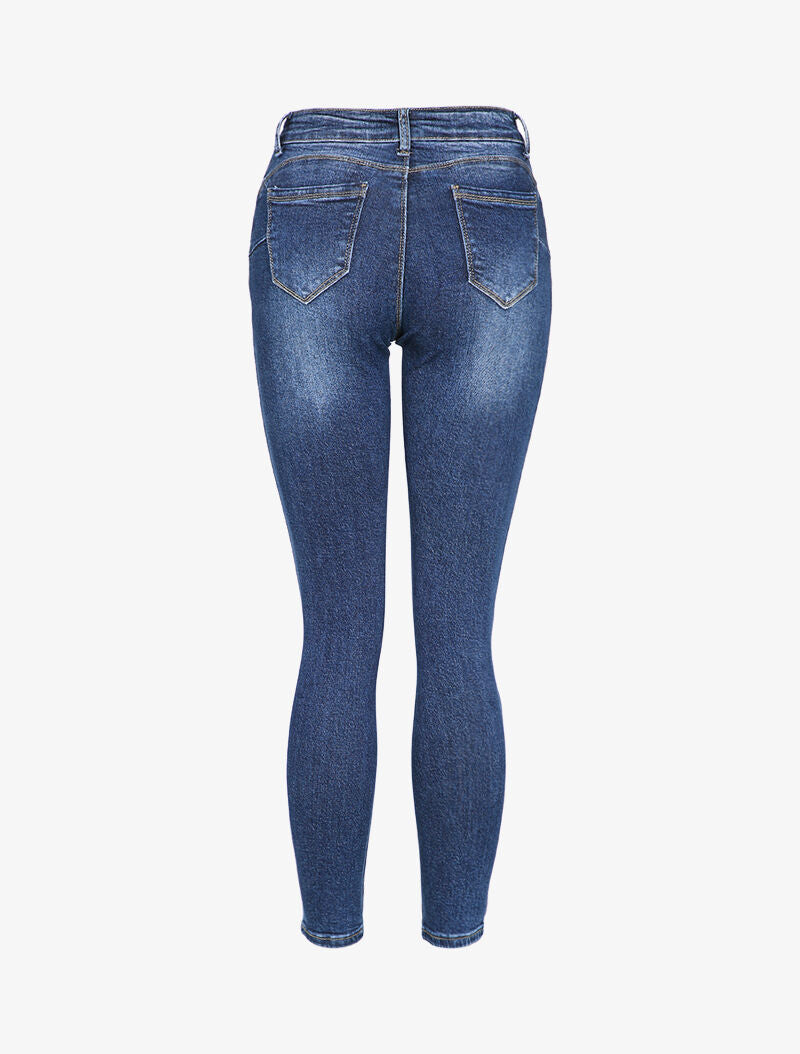 Jean skinny délavé taille standard - Denim foncé - 2