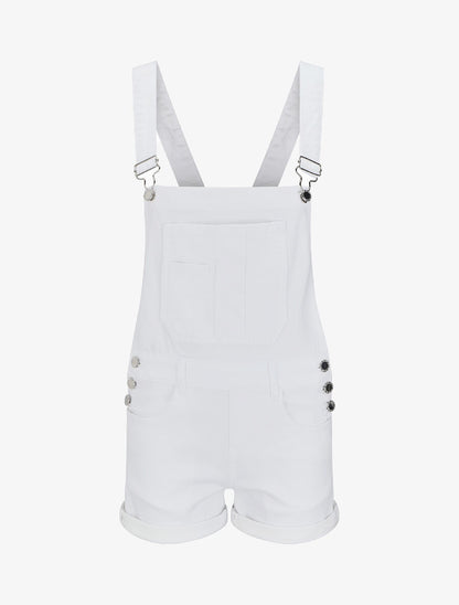 Salopette short en jean - Blanc - 4