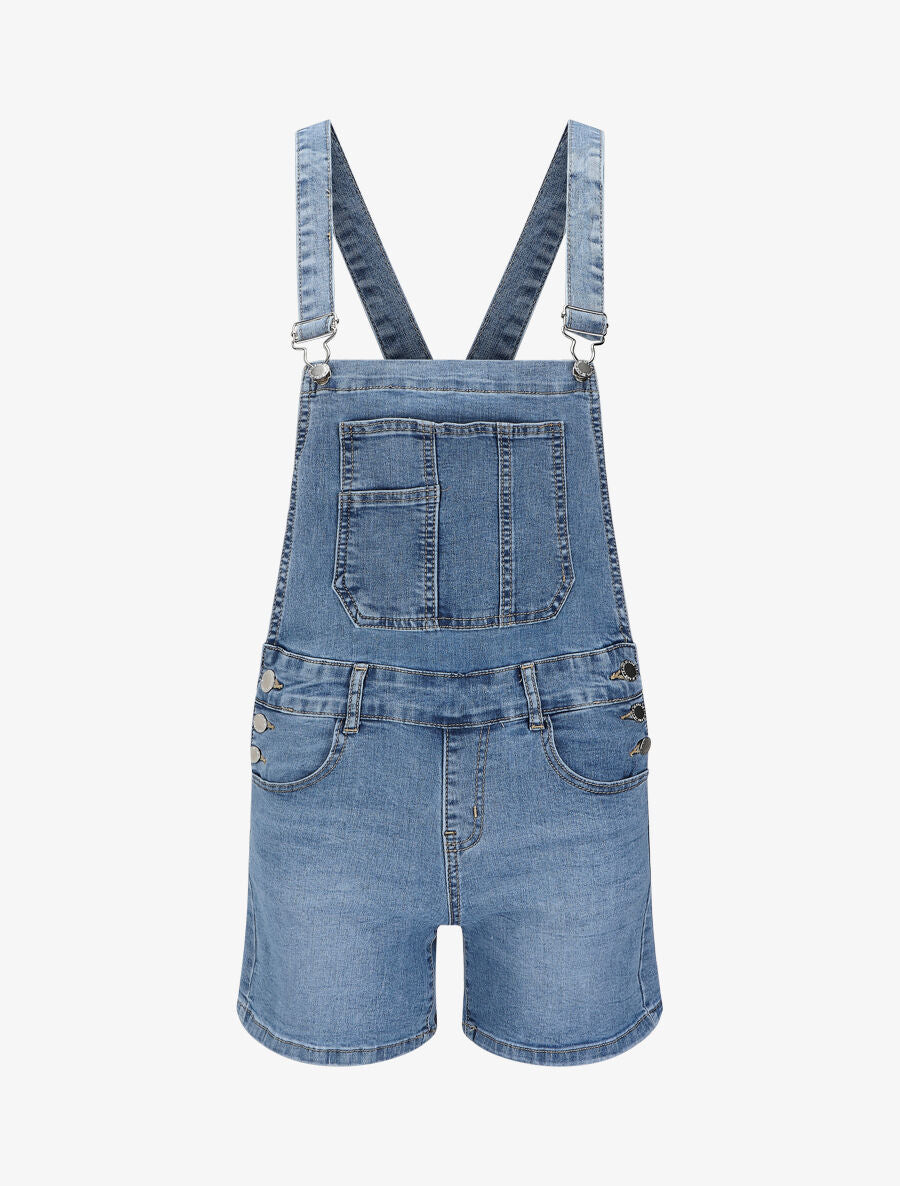 Salopette short en jean - Bleu clair - 1