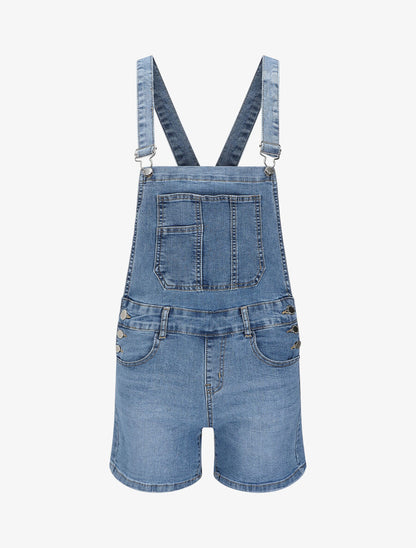 Salopette short en jean - Bleu clair - 1