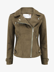 Veste style perfecto effet daim - Kaki - 4