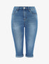 Pantacourt push up à ourlets - Bleu denim - 1
