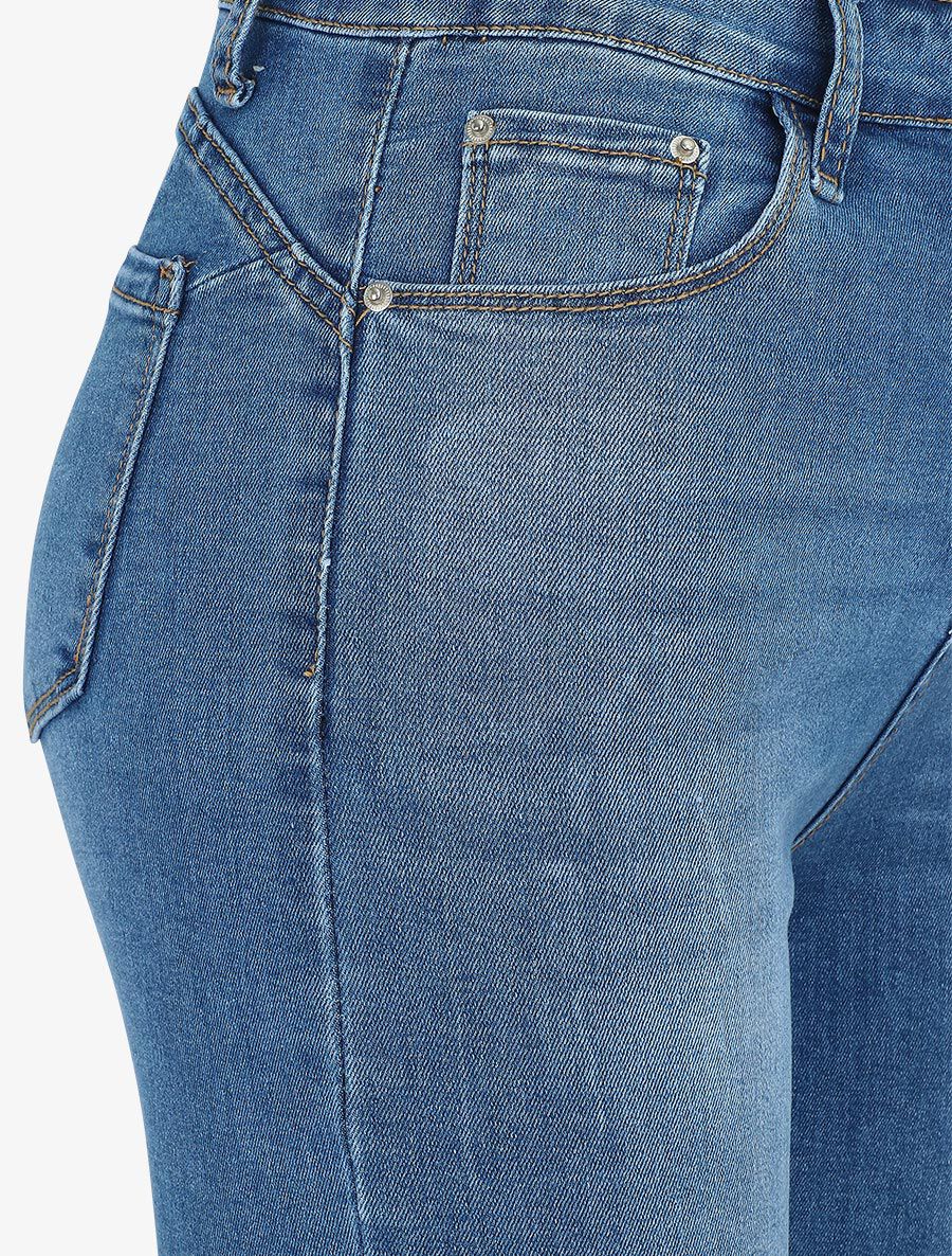 Pantacourt push up à ourlets - Bleu denim - 3