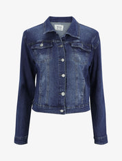 Veste en jean droite à détail griffures - Brut - 1