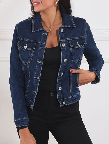 Veste en jean ajustée - Bleu - 4