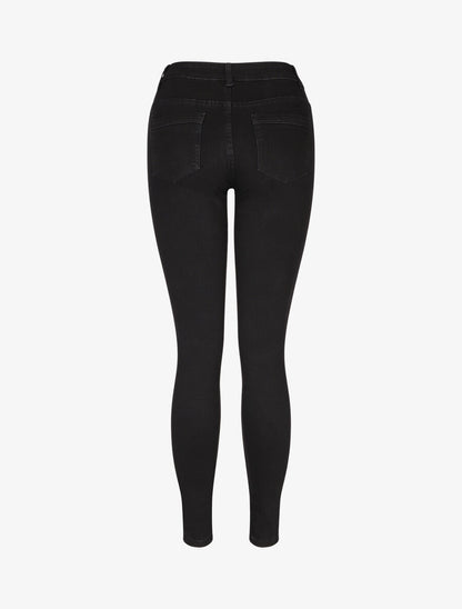 Jean skinny uni taille haute - Noir - 2