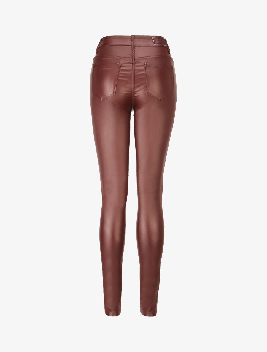 Jean slim taille haute enduit - Bordeaux - 2