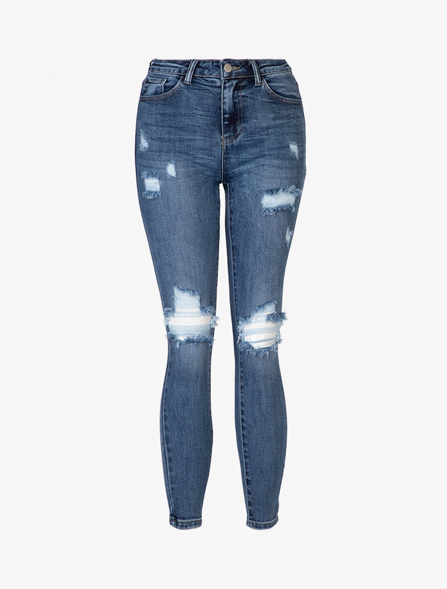 Jean skinny déchiré - Bleu denim - 1