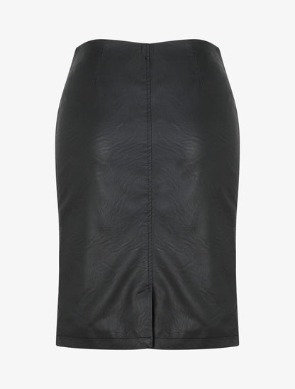 Jupe zippée en simili - Noir - 2