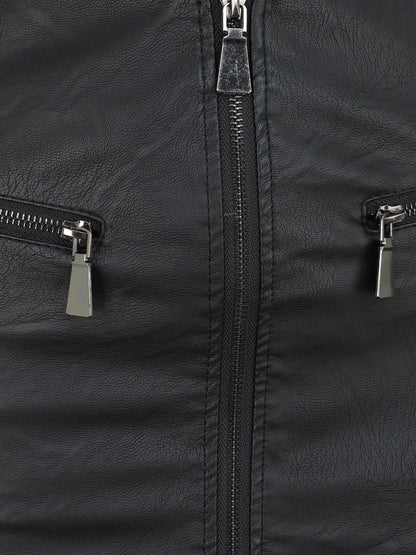 Jupe zippée en simili - Noir - 3
