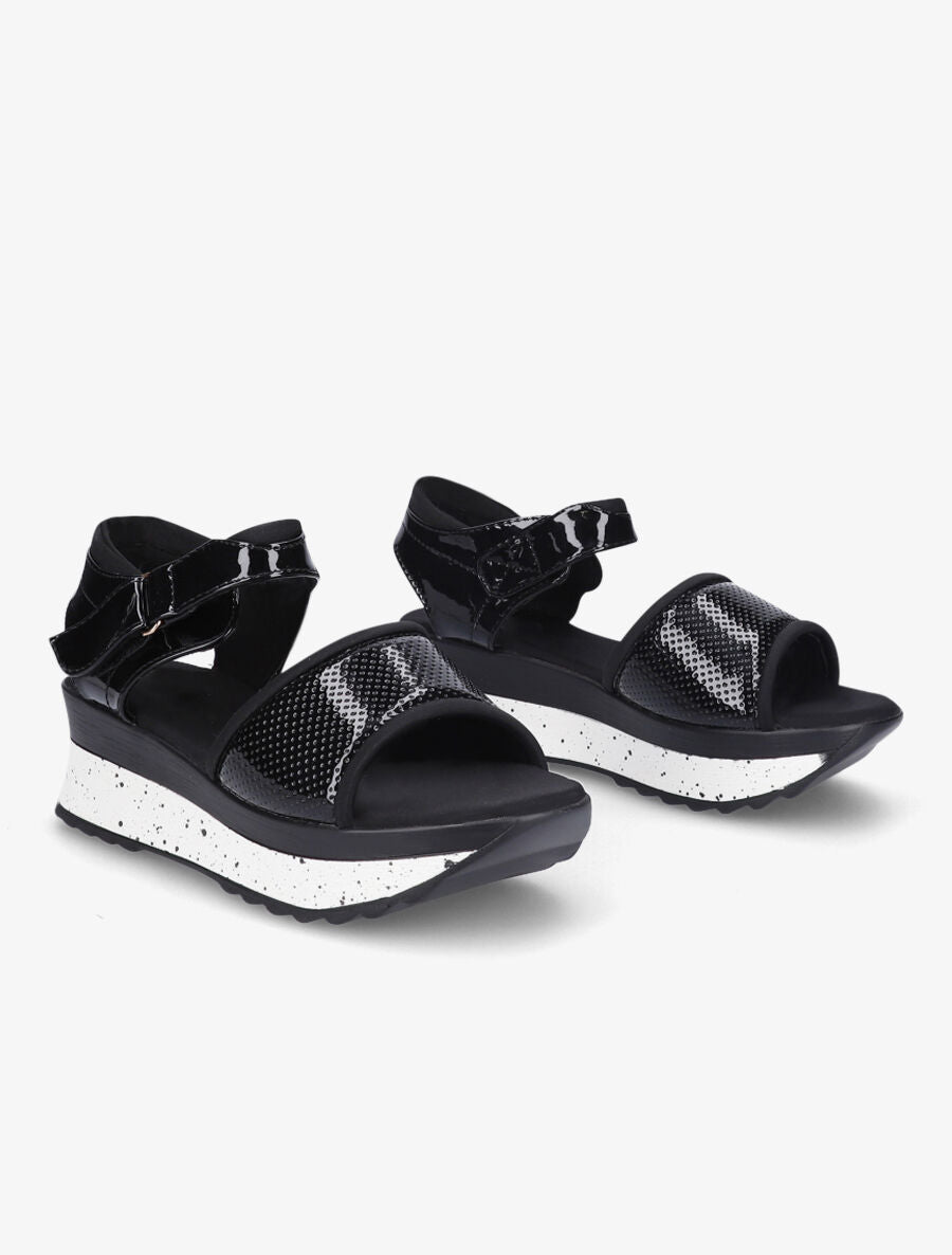 Nu-pieds compensés vernis - Noir - 4