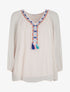 Blouse fluide à broderie et pampilles - Rose pâle - 1