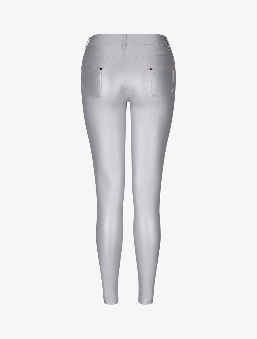 Pantalon lamé coupe skinny - Argent - 2