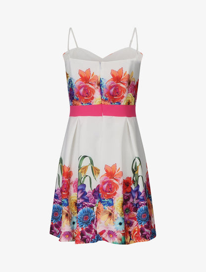 Robe patineuse imprimé fleuri - Blanc - 2