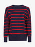 Pull coupe loose à rayures - Marine/rouge - 1
