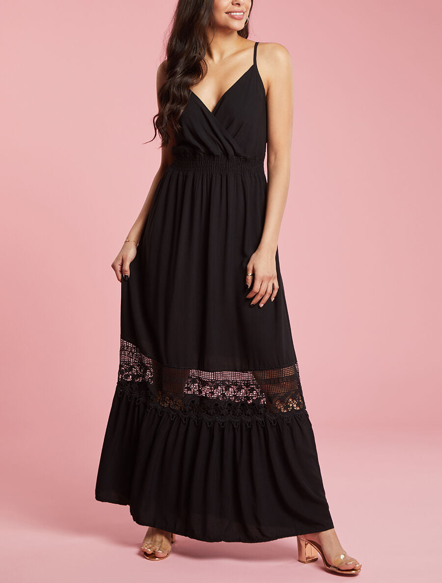 Robe à bande en crochet graphique - noir - 4