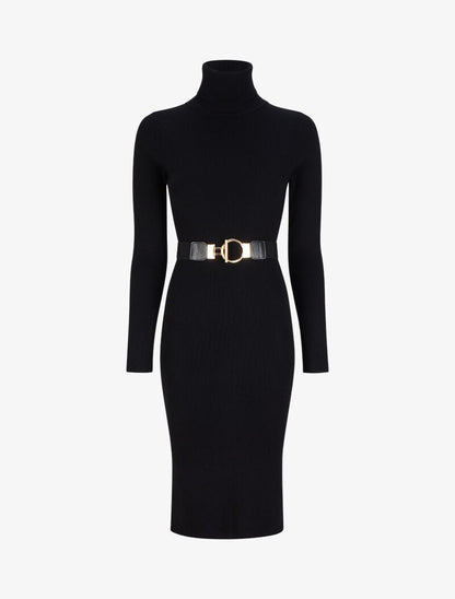 Robe pull longue à col roulé - Noir - 1