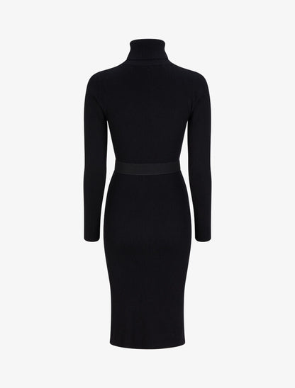 Robe pull longue à col roulé - Noir - 2