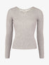 Pull côtelé à dos ajouré en crochet - Gris chiné - 1
