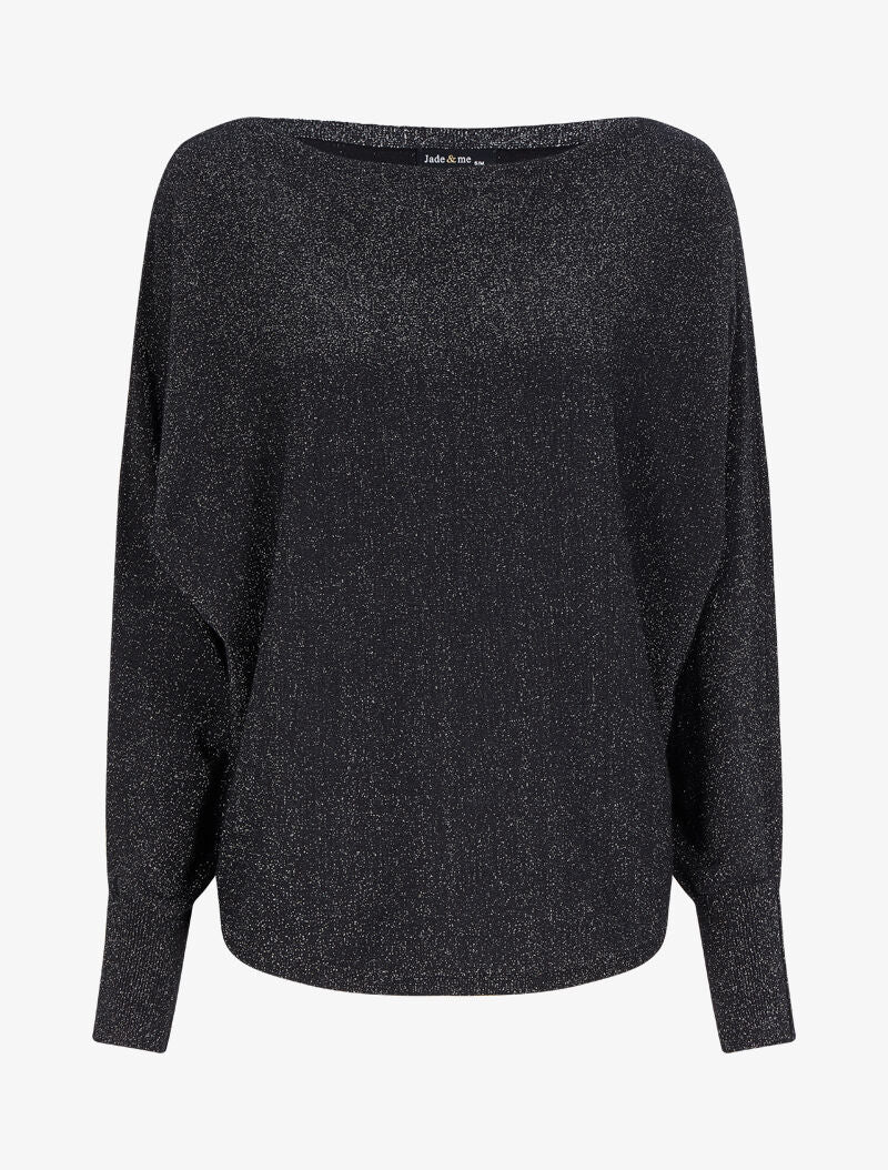 Pull fin oversize chauve-souris irisé - Noir - 1