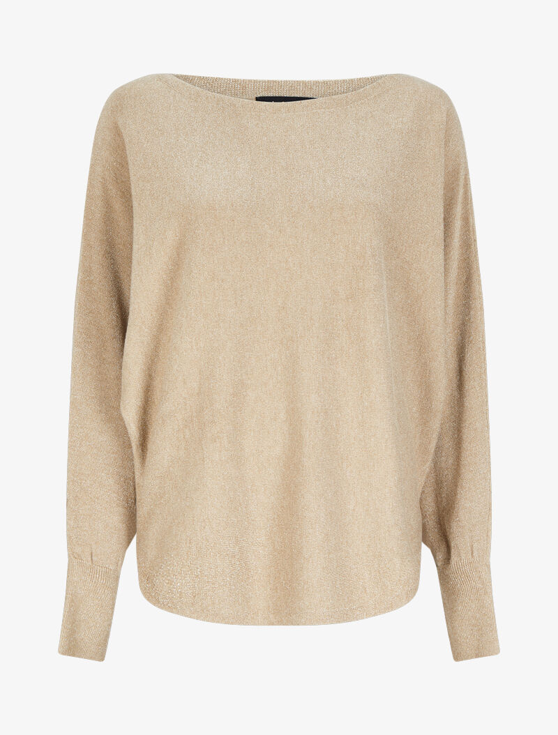 Pull fin oversize chauve-souris irisé - Beige - 4