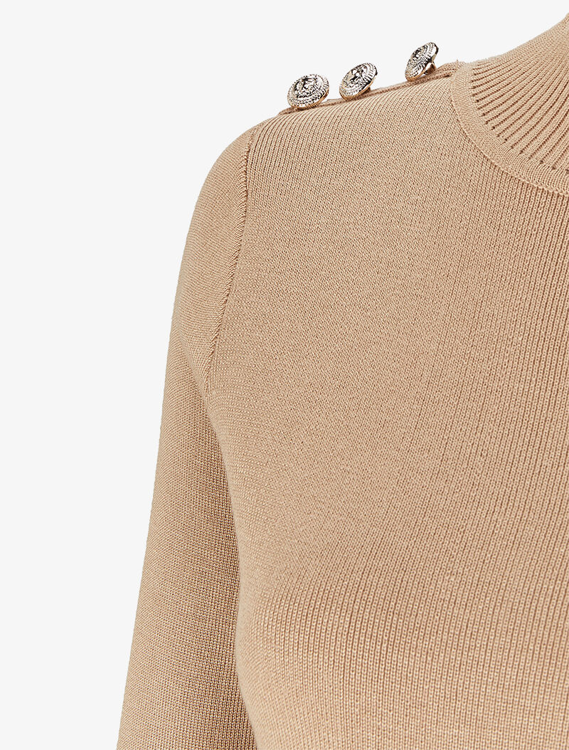 Pull uni à boutons stylisés - Beige - 3