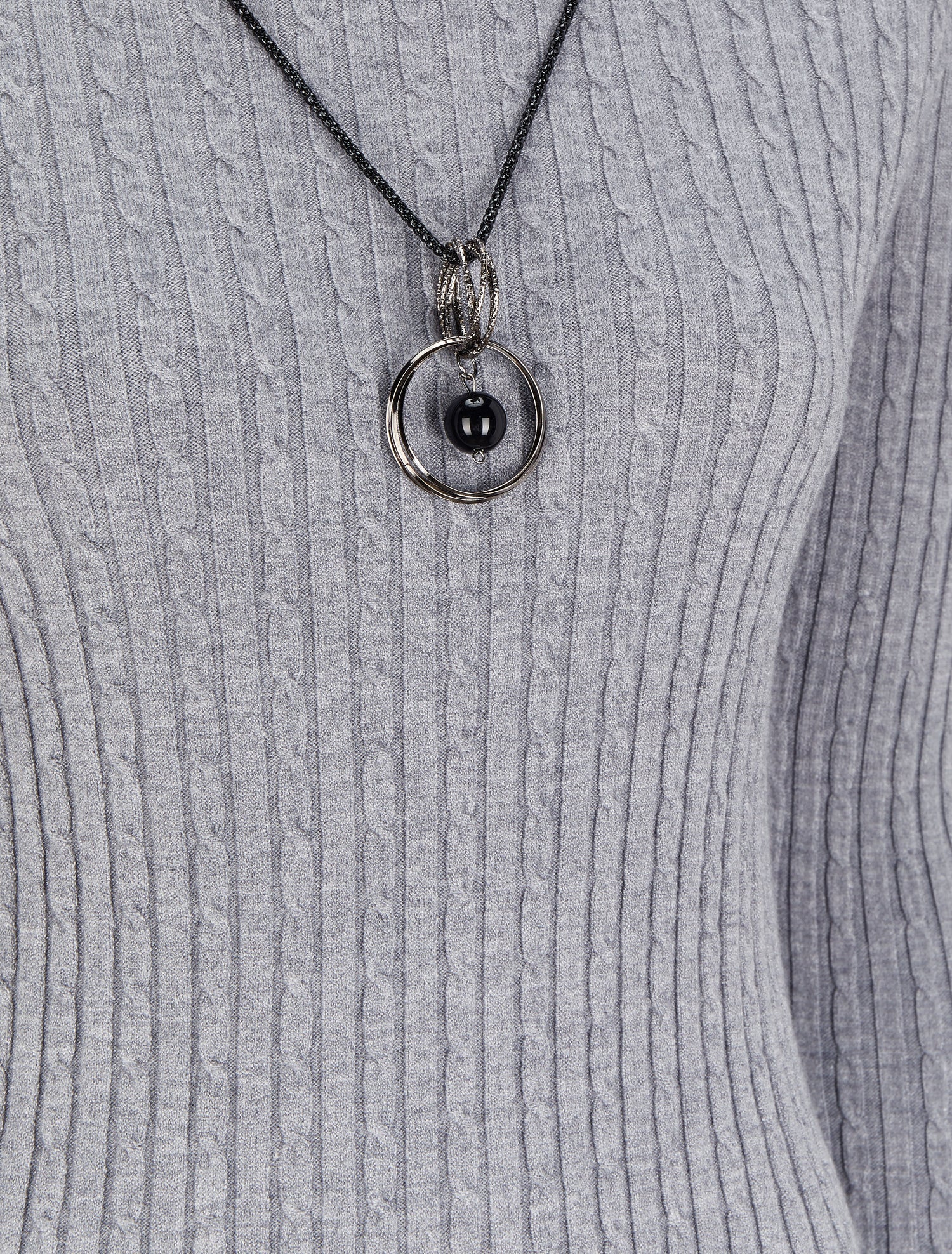 Pull effet maille tressée - Gris - 3
