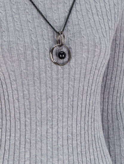 Pull effet maille tressée - Gris - 3