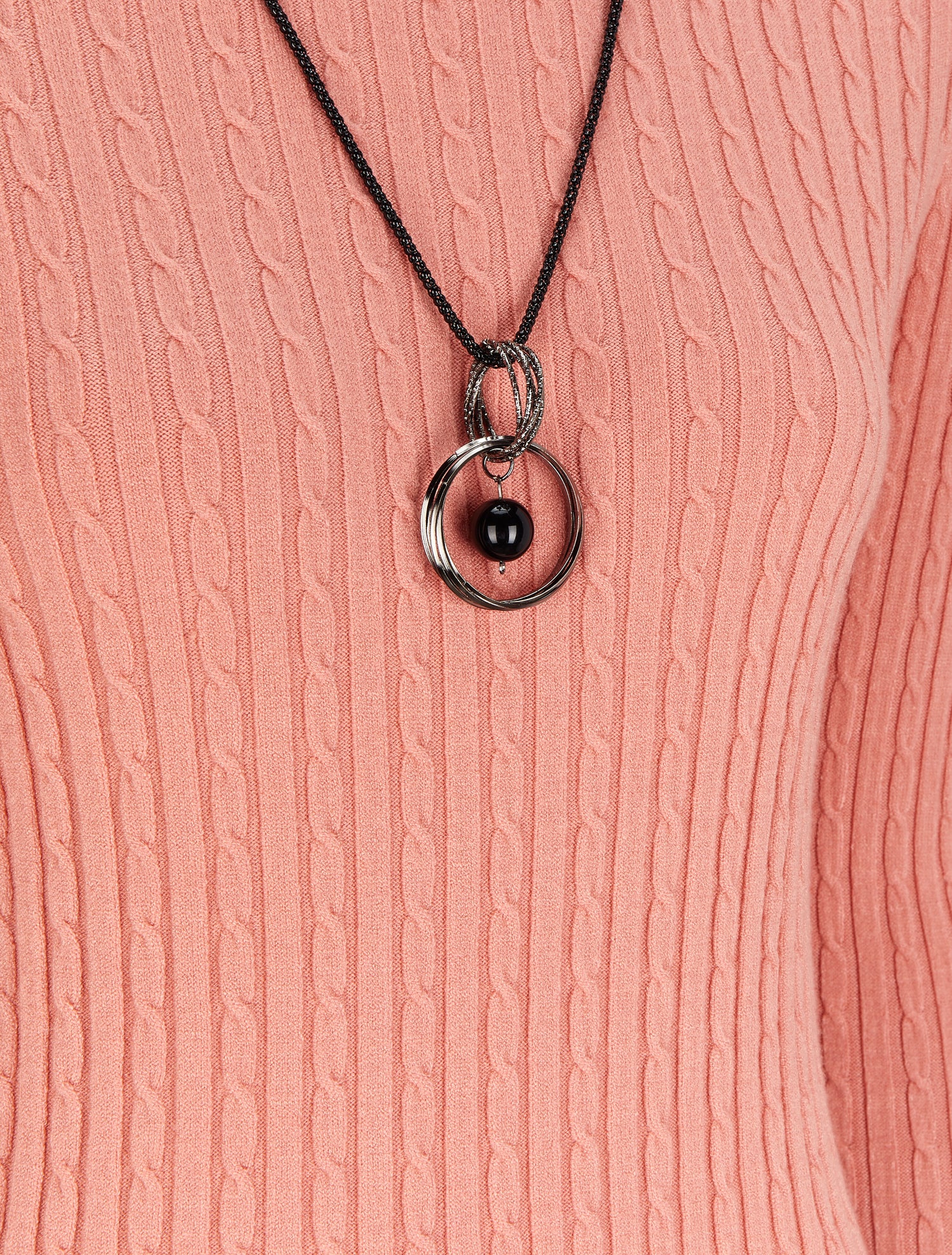 Pull effet maille tressée - Rose saumon - 3