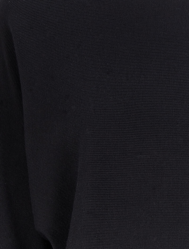 Pull à dos en crochet ajouré et manches dolman - Noir - 3