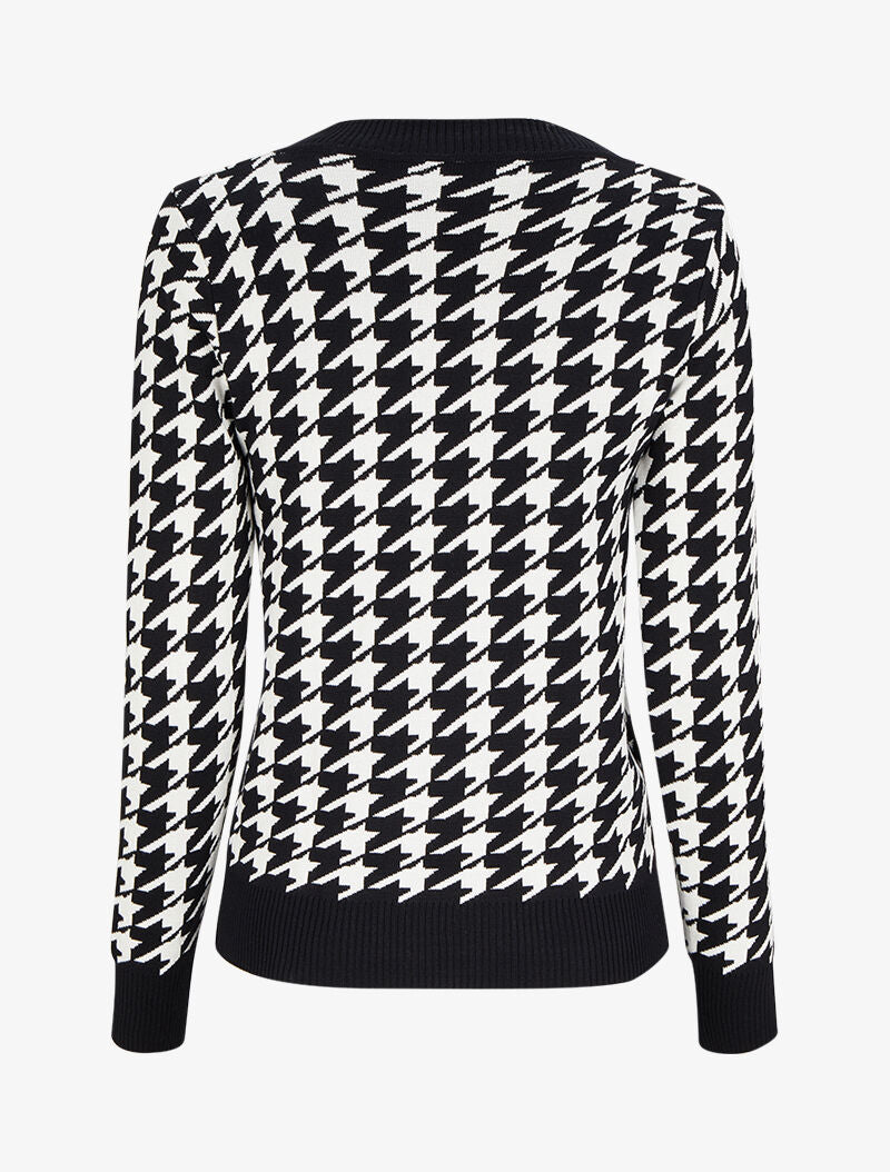 Pull col V à imprimé - Noir/blanc - 2