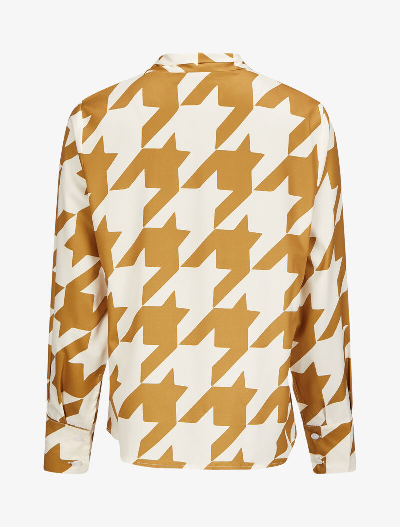 Blouse à col lavallière à imprimé pied de coq - Moutarde - 2