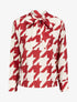 Blouse à col lavallière à imprimé pied de coq - Rouge - 1