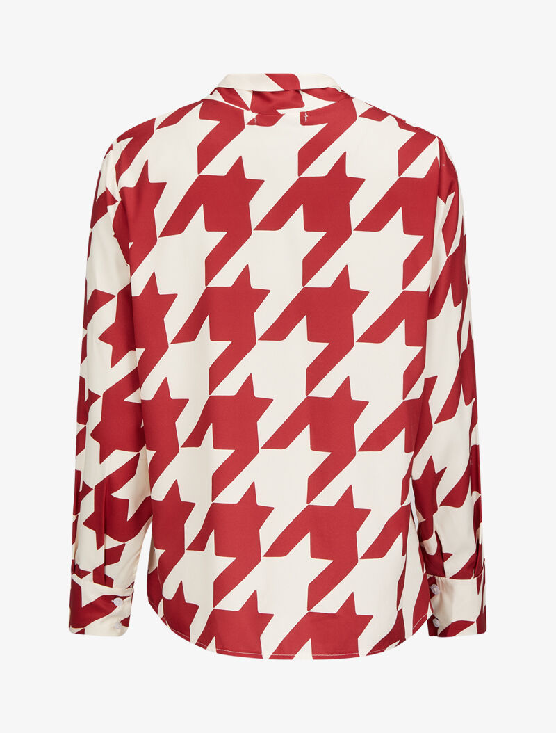 Blouse à col lavallière à imprimé pied de coq - Rouge - 2