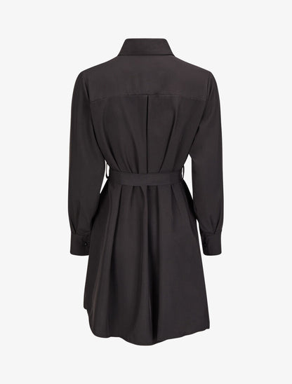 Robe chemise ample à ceinture - Noir - 2