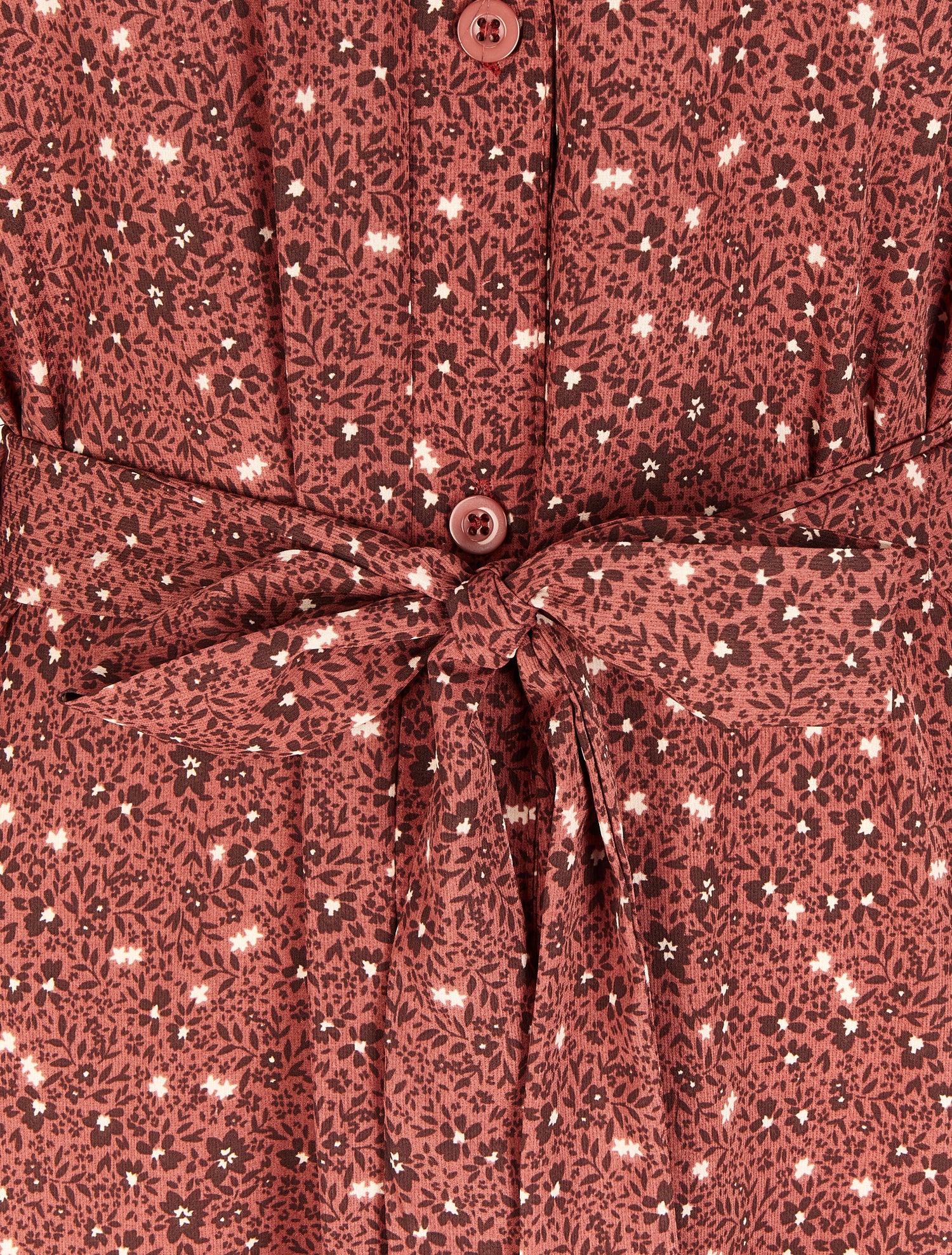 Robe chemise à imprimé petites fleurs sauvages - Vieux rose - 3