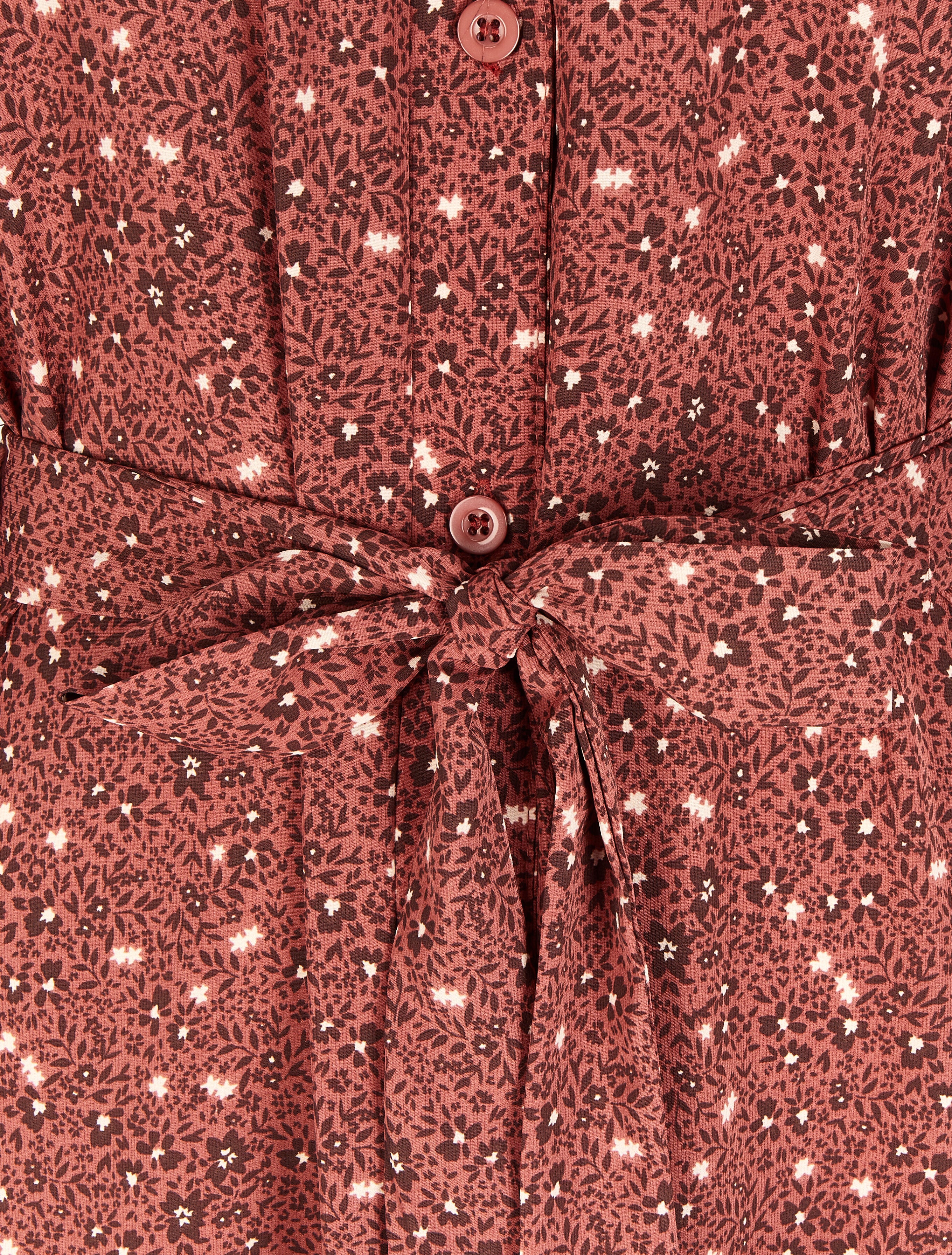 Robe chemise à imprimé petites fleurs sauvages - Vieux rose - 3