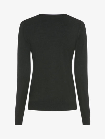 Pull à col V en dentelle - Noir - 2