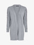 Gilet long à manches à empiècement brodé - Gris chiné - 1