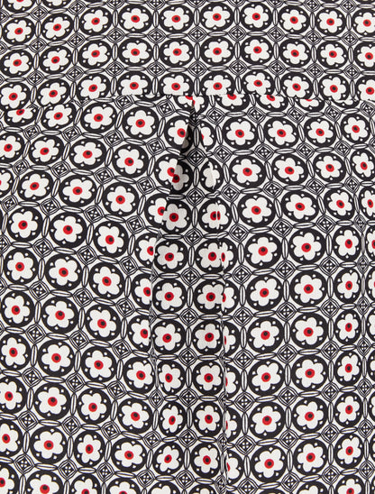 Top boule imprimé marguerites stylisées - Noir/blanc - 3