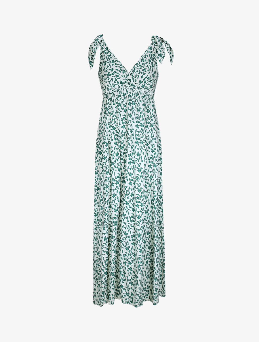 Robe longue à imprimé feuillage - Vert - 1