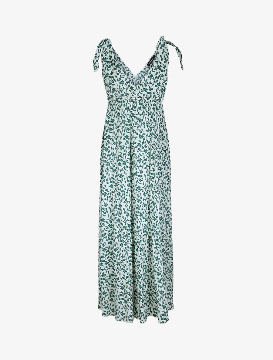 Robe longue à imprimé feuillage - Vert - 2