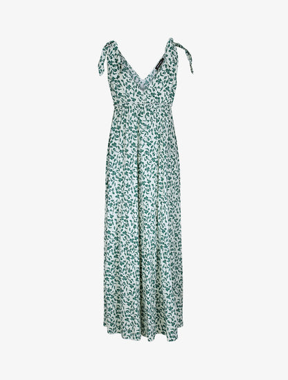 Robe longue à imprimé feuillage - Vert - 2