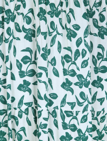 Robe longue à imprimé feuillage - Vert - 3